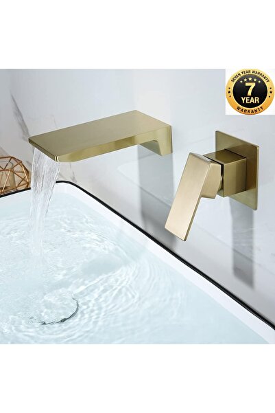 OEMN Banyo Bataryası Küvet Jakuzi Lavabo Ankastre Mat Gold Yeni Şelale 7 Yıl Garantili Sıva Altı Dahil