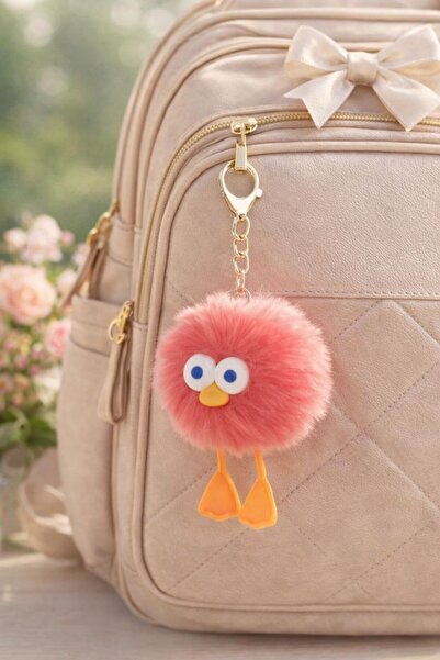 Şirin 1 adet Ponpon peluş Kuş Figürlü Anahtarlık