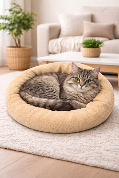 oceanking Peluş Cappiccino Yumuşak Kedi Yatağı