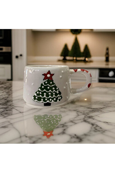 Kütahya Hedef Çini El Yapımı Yılbaşı Çam Ağacı Kupa