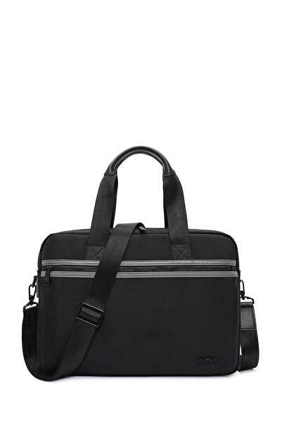 Derimod D-Pack Men's Black Long Strap Fabric Briefcase 24Wbd30146F