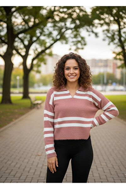 YusGos سترة نسائية منسوجة برقبة على شكل حرف V وذات طول قصير باللون الرمادي ال...