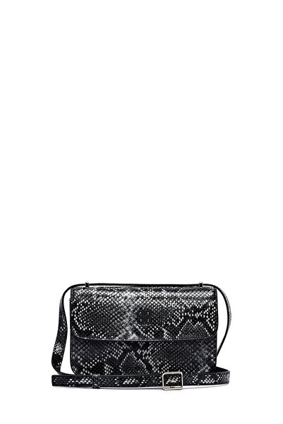 Derimod Geantă de damă neagră cu model, cu curea lungă, în formă de cruce 25A...