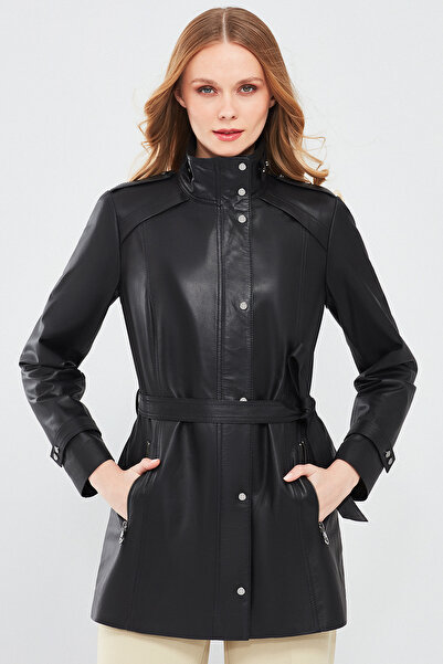 Derimod Whitney Kadın Siyah Regular Deri Ceket 23WGD5142U4