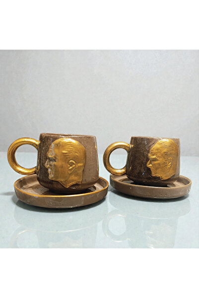 Boni Bon Collection Design Ataturk Special Series 4 Piece Handmade Ceramic Cup Set