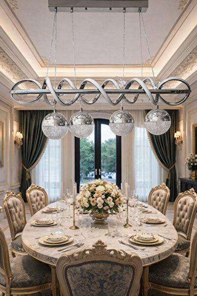 Lamira aydınlatma YEMEK MASASI 4 TOPLU LED AVİZE