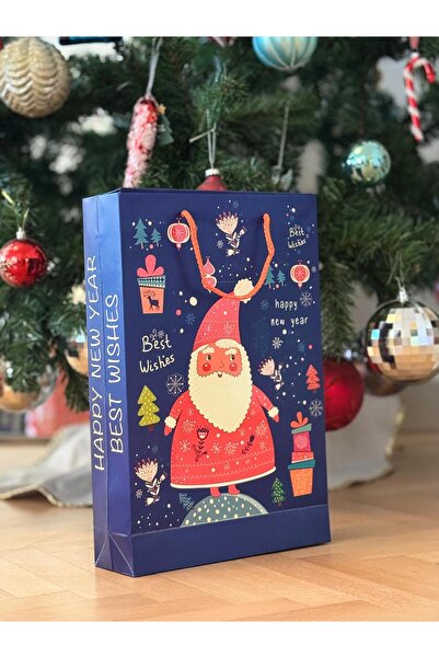 4nio حقيبة هدايا عيد الميلاد سانتا كلوز باللون الأزرق الداكن