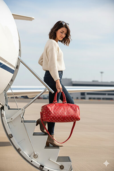 Pelikan Deri حقيبة يد للسفر مرصعة بالأحجار