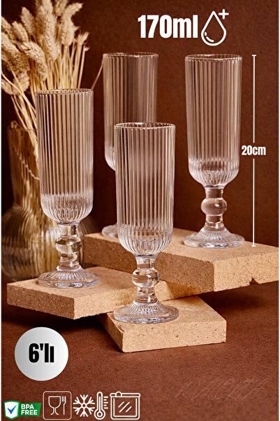 Maloria Lümen Çizgili Ayaklı Bardak Seti | 170ml – 6’lı