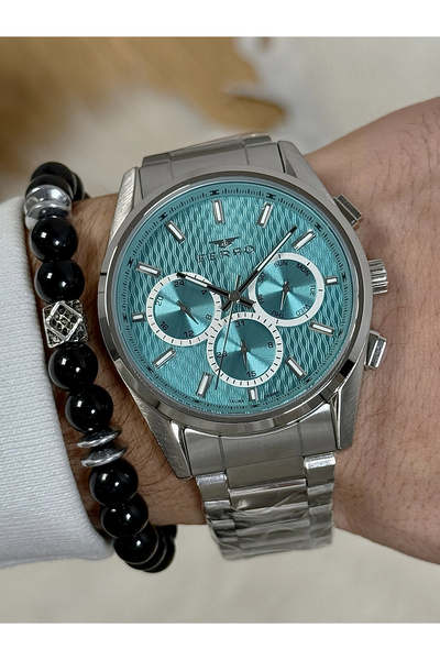 FERRO Gümüş Çelik Kordon Erkek Kol Saati FM43031A-A15 Tüm Fonksiyonlar Aktif 3ATM Su Geçirmez