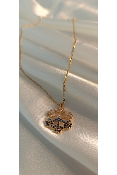 Poyi Aksesuar قلادة من الفولاذ على شكل ندفة ثلجية ذهبية اللون