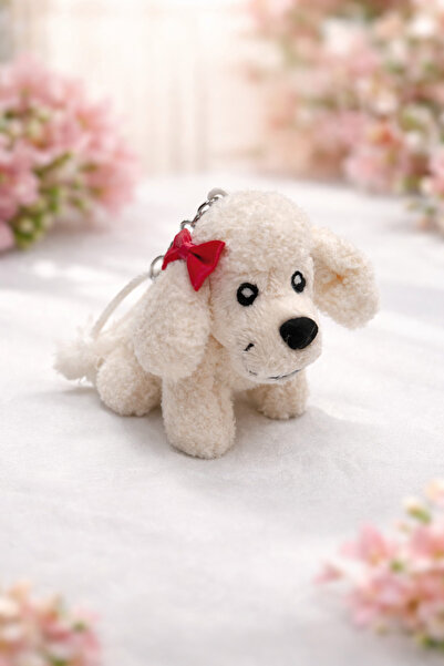 KM Red Ribbon Poodle Plush Bag - Car Ornament - Keychain 11X6 cm