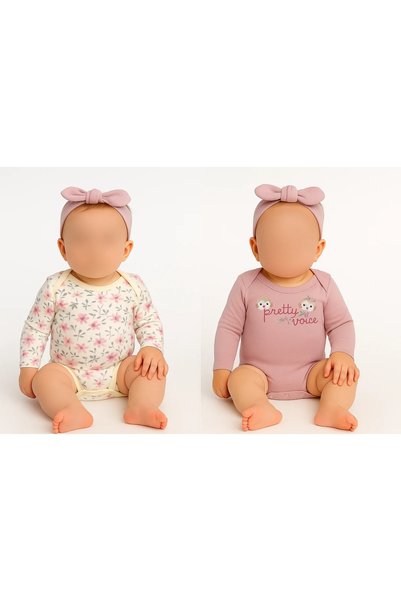 N@zence 2-Piece Long Sleeve Baby Bodysuit Set – Lilac - Floral Pattern