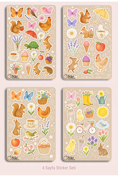 sticker Bahar Sticker Seti (4 Sayfa) | Baharın Neşesi Çıkartmaları - Ajanda, ...