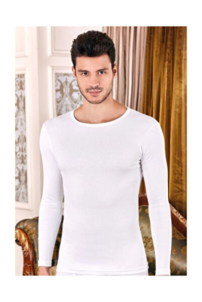 Berrak Erkek Uzun Kol Bisiklet Yaka Fanila Beyaz