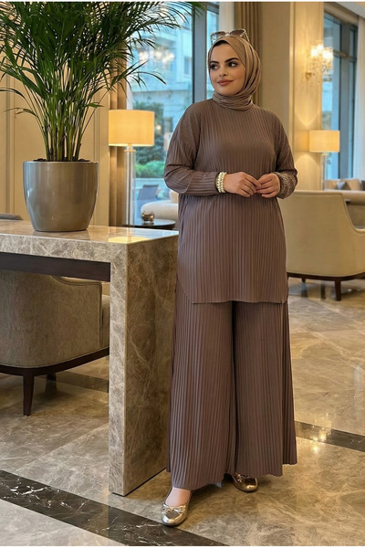 modamira Kadın Sandy vizon Komple Piliseli Genç Anne Günlük Davet Tunik Panto...