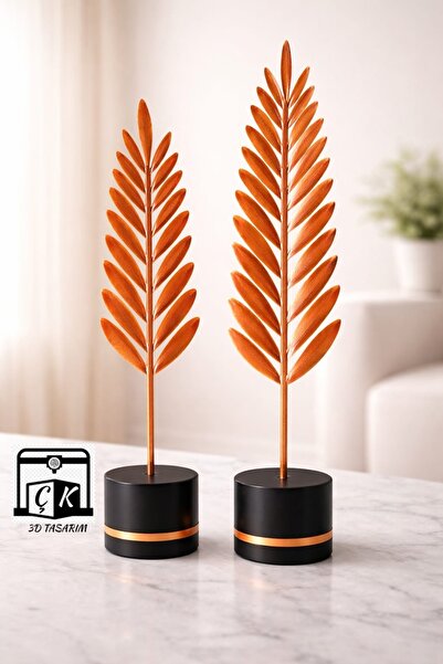 ÇK 3D TASARIM Modern Dekoratif Bakır Yaprak Seti – Ev Dekorasyonu Için Şık Ve...
