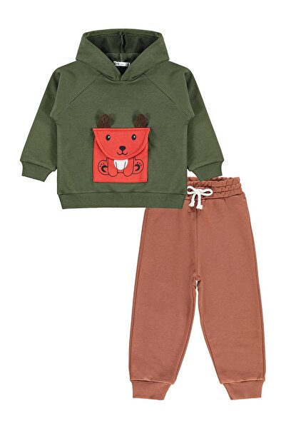 Civil Boys Cep Tilki Printed Hooded Tracksuit Set for Ages 2-5 - Khaki 3-4 Years