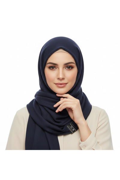 Sarar Fileli Düz Dalga Desenli Lajivert Şal