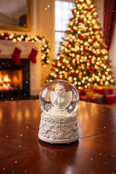 Ceymas Hediyelik Yılbaşı Temalı Beyaz Melek Mini Kar Küresi