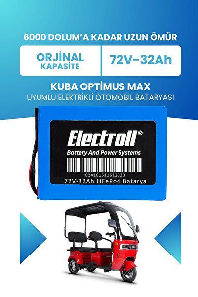 ELECTROLL Kuba Optimus Max Uyumlu Batarya (Standart Kapasite) Lifepo4 72V 32A...