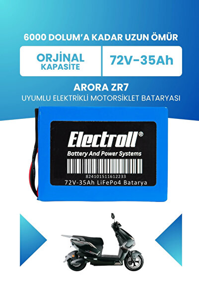 ELECTROLL Arora ZR7 Uyumlu Batarya LiFePO4 72V 35Ah Elektrikli Motorsiklet Bataryası