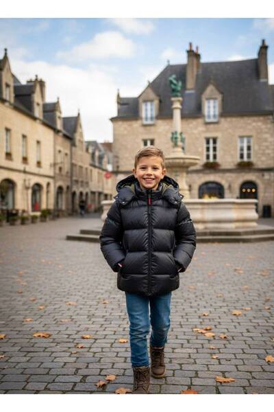 YusGos Baby Boy Hooded Zippered Puffer Jacket (2-15 Years)