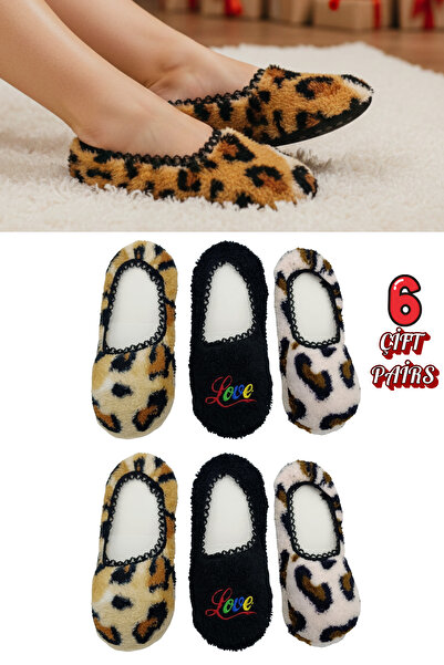 stellare 6 чифта дамски ултра дебели плюшени зимни балерини, чорапи с леопардов мотив