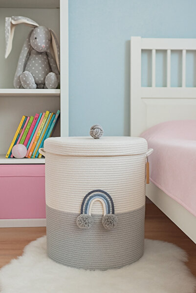 Secem Boutique سلة ألعاب XXL - قذرة، جوت وغطاء