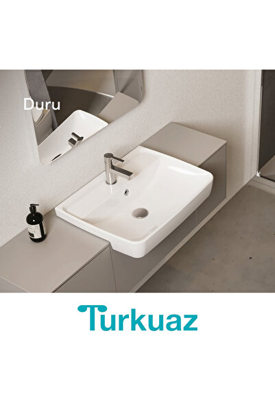 Turkuaz Duru 50X40 Kare Beyaz Dolap Üstü Lavabo