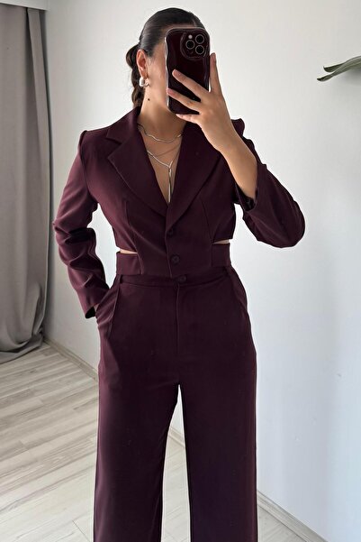 Güneş طقم سترة قصيرة بتصميم بالازو