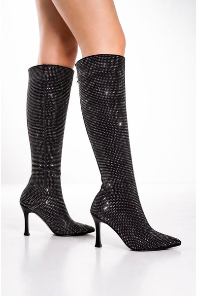 BARIŞ AKBULUT Taşlı Çizme Arkadan Fermuarlı