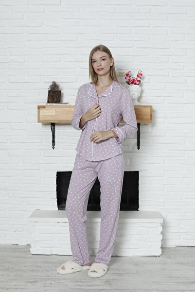 LİMİSSİ Viskoza Lila pidžama set 100% pamuk