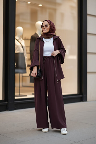 Aselim Hijap Moda Costum din două piese Eleganza Palazzo cu fermoar – sezonie...