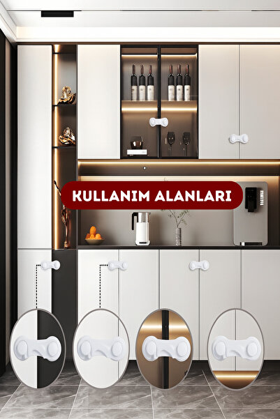 wappa 10 Adet Güvenlik Kapak Kilidi,Çok Amaçlı Çekmece Dolap Beyaz Eşya Güvenlik Kilidi