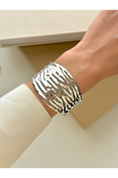 YOUES JEWELRY 316l Çelik Kalın Kelepçe Silver Bileklik Kadın Bilezik Ayarlana...