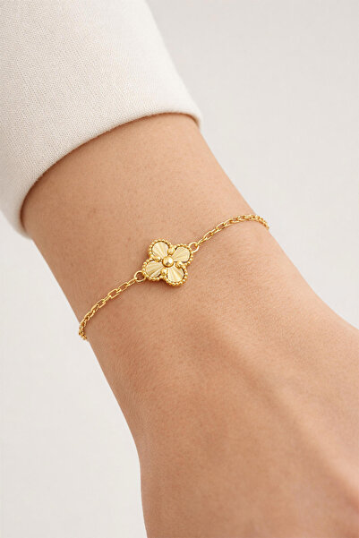 Bilezikci Yoncalı Sarı Altın Zarif Bileklik