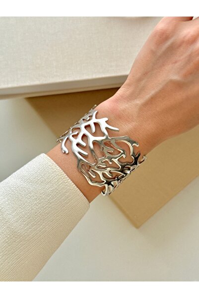 YOUES JEWELRY Kalın Kelepçe Silver Bilezik Ayarlanabilir Unisex Kadın Bileklik