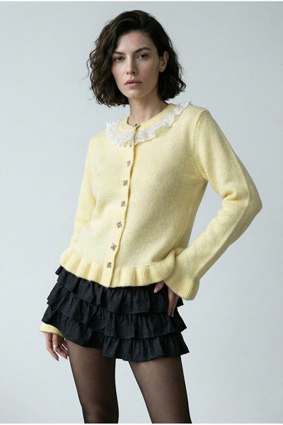 Womela Dantel Detaylı Triko Hırka