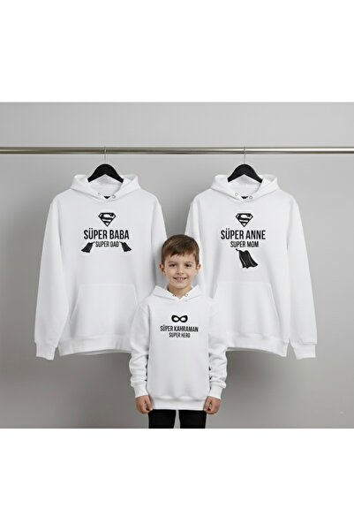 Tiny and Co هودي سوبر هيرو مطبوع للأم والأب والطفل