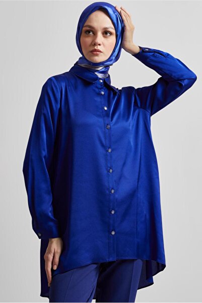 Alvina سترة من الساتان بقصة غير متماثلة 44615