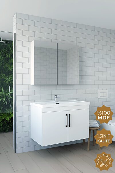 TETA HOME Yalova 80 Cm Mdf Banyo Dolabı Seti