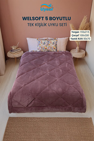 UYSAL WELSOFT 5 BOYUTLU TEK KİŞİLİK UYKU SETİ MÜRDÜM 155 X 215
