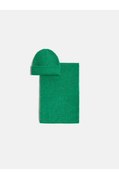 Dilvin A003 Scarf Beanie Set-Green