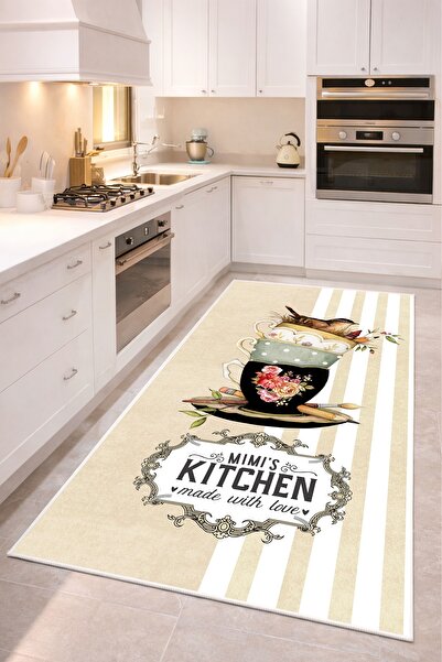 West Home Dijital Baskı Yıkanabilir Kaymaz Taban Mutfak Halısı