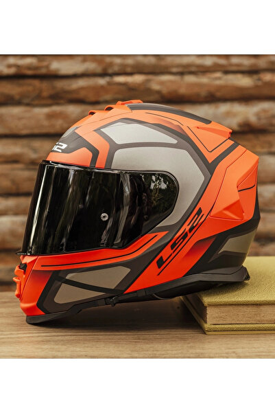 LS2 Storm Faster Mat Kırmızı-tıtanıum Kask 2 Cam