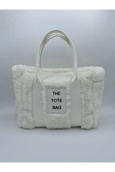 lilienbag THE TOTE BAG Peluş Uzun Nubuk Kolon Askılı Kadın El ve Omuz Çantası Beyaz