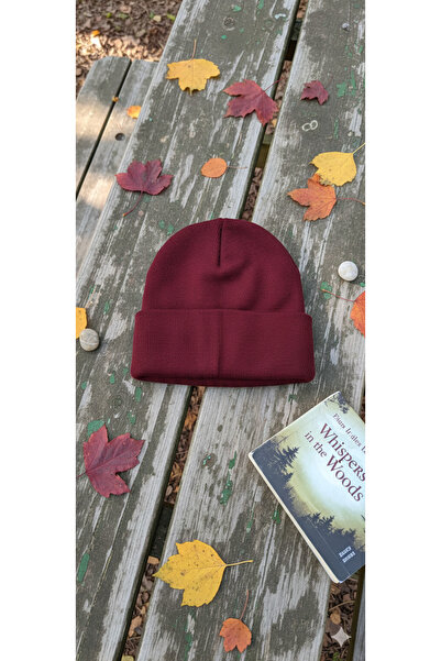 karanfil Unisex Foldable Beanie Burgundy Color