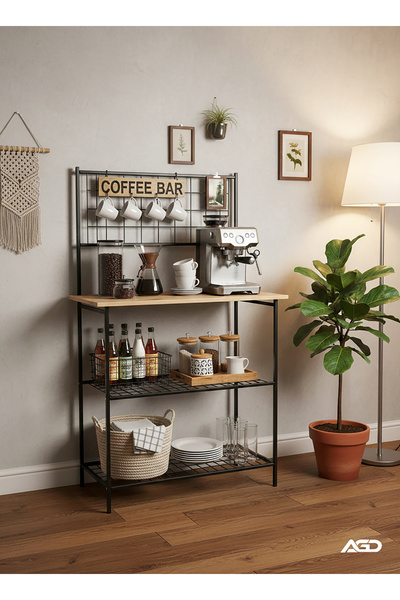 AGD طاولة قهوة زاوية أنيقة وعصرية بثلاث طبقات، 86*34*150سم مع حامل أكواب، لون...