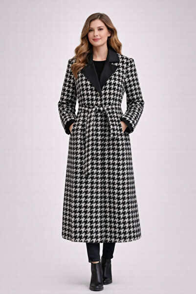 ONLY ONLNEWRITA HOUNDTOOTH معطف أسود للنساء - OTW